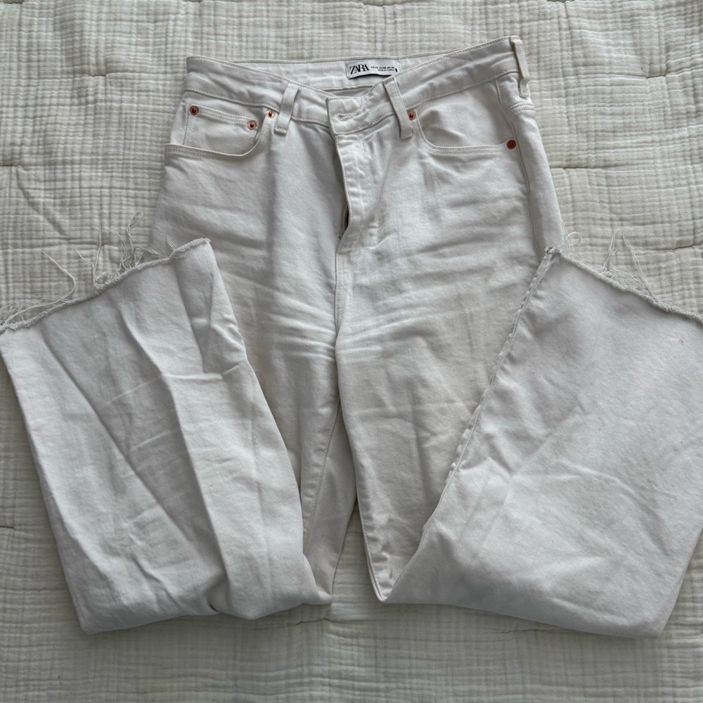 Zara white wide leg jean